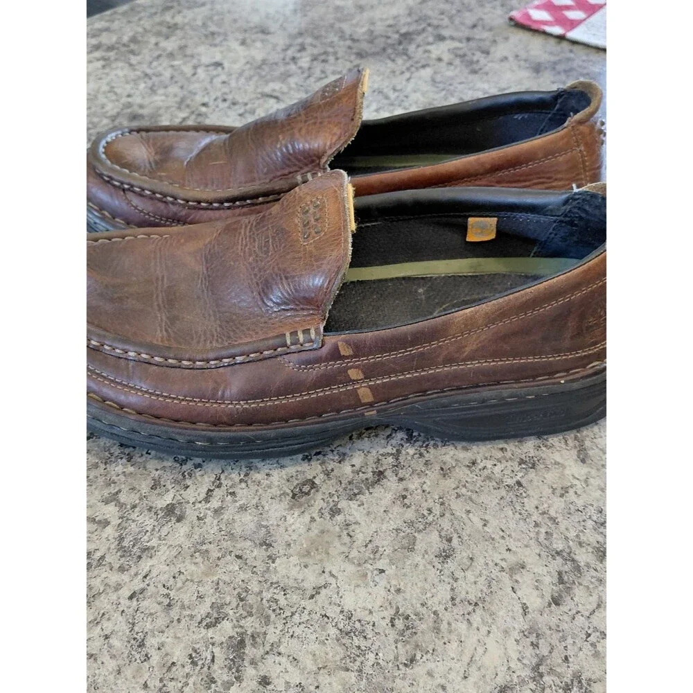 Timberland Brown Leather Slip-On Boat Shoes